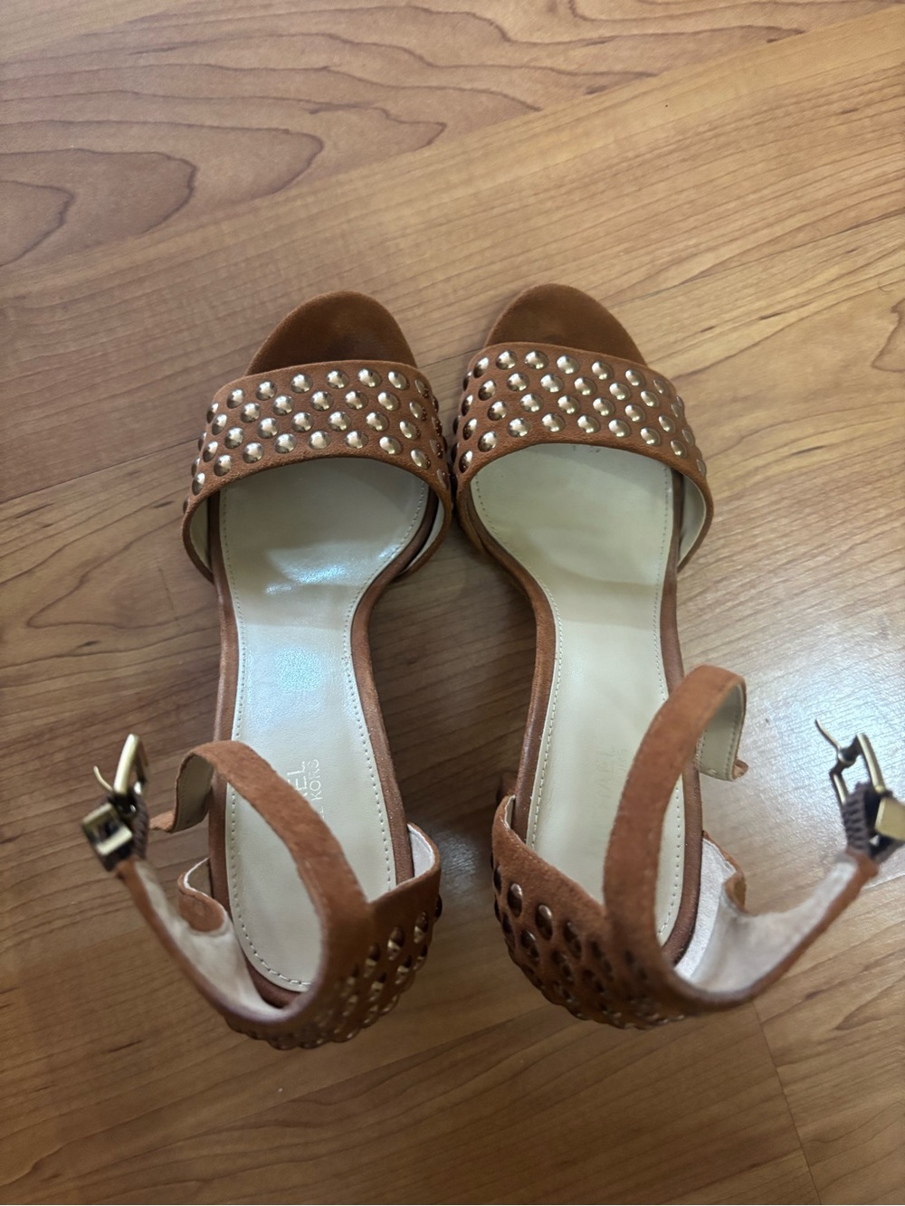Michael Kors Tan Studded Block Heels - Picture 2 of 4